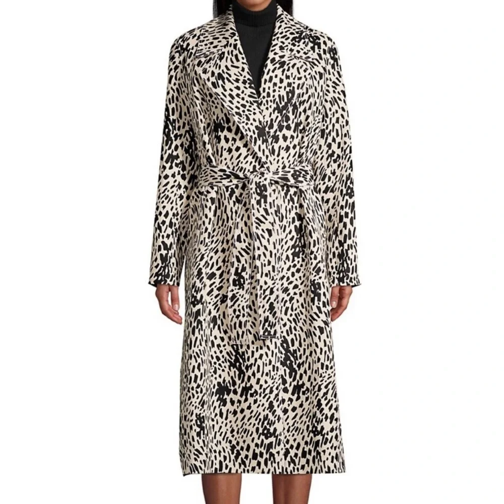 Lafayette 148 New York Leopard Printed Trench Coat - Picture 1 of 5